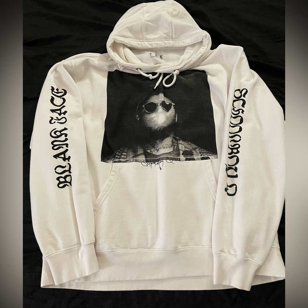 ScHoolboy Q White ‘Blank Face’ Hooded Sweatshirt Size L